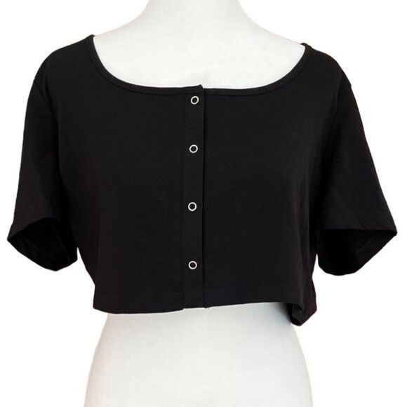 ASOS Design black snap front crop top size 14. - Picture 1 of 5